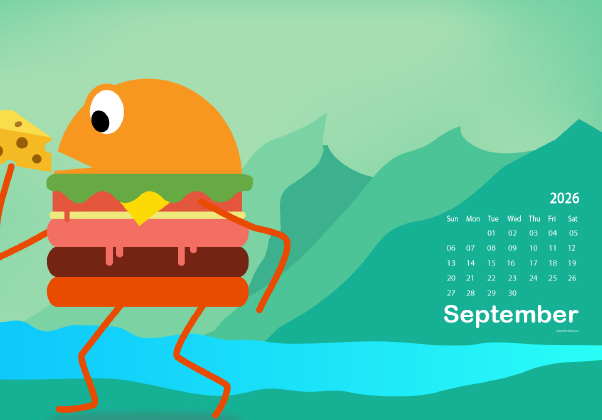 September 2026 Wallpaper Calendar Cheese Burger.png