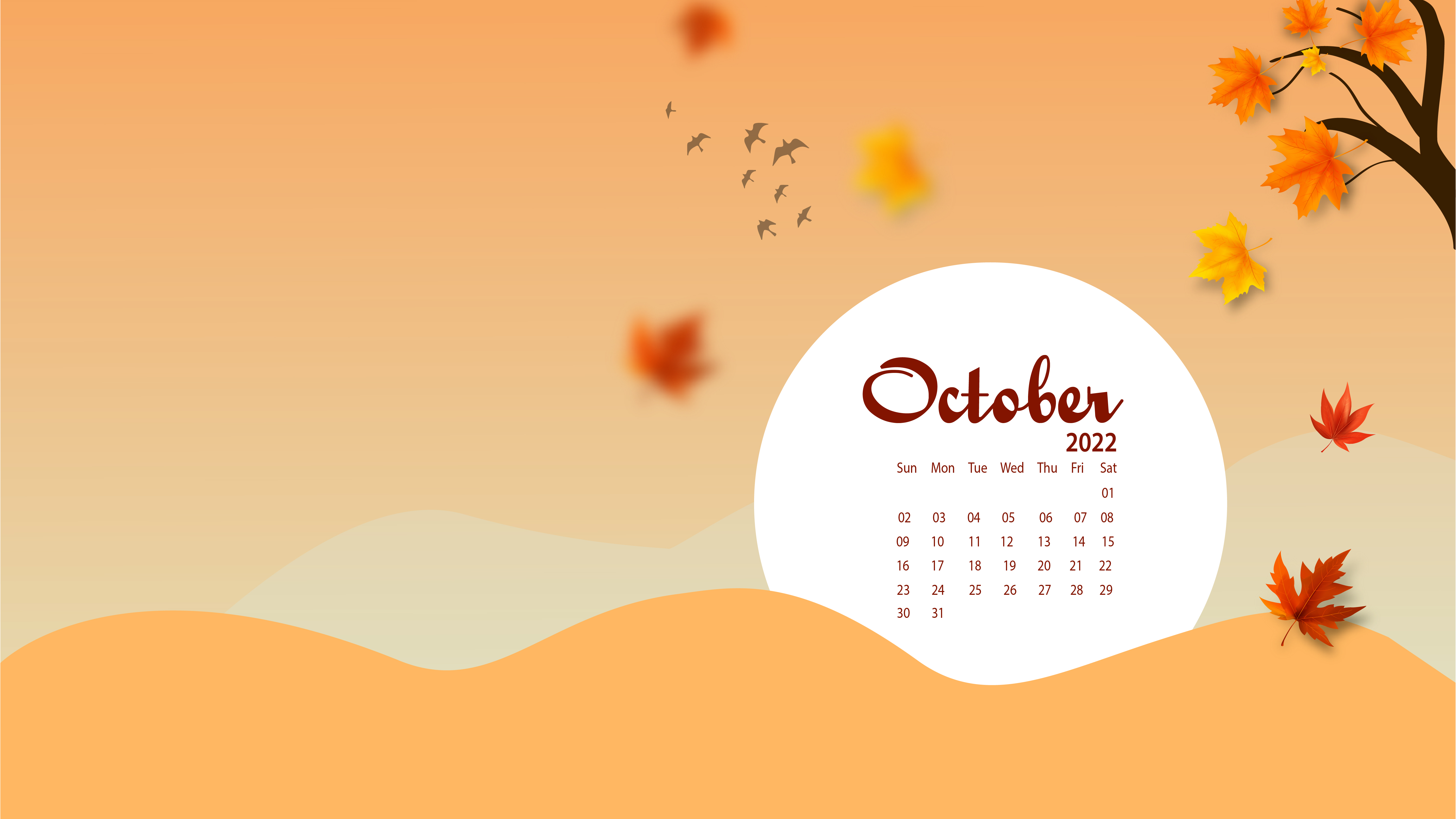 October 2018 wallpaper calendar for desktop background