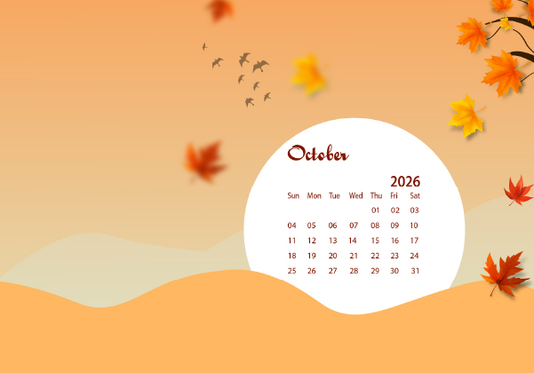 October 2026 Wallpaper Calendar Autumn.png