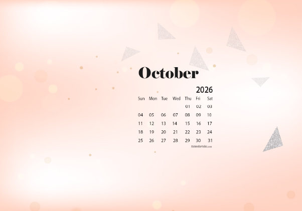 October 2026 Wallpaper Calendar Cute Glitter.png