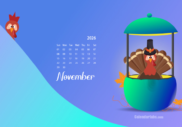 November 2026 Wallpaper Calendar Thanksgiving Day.png