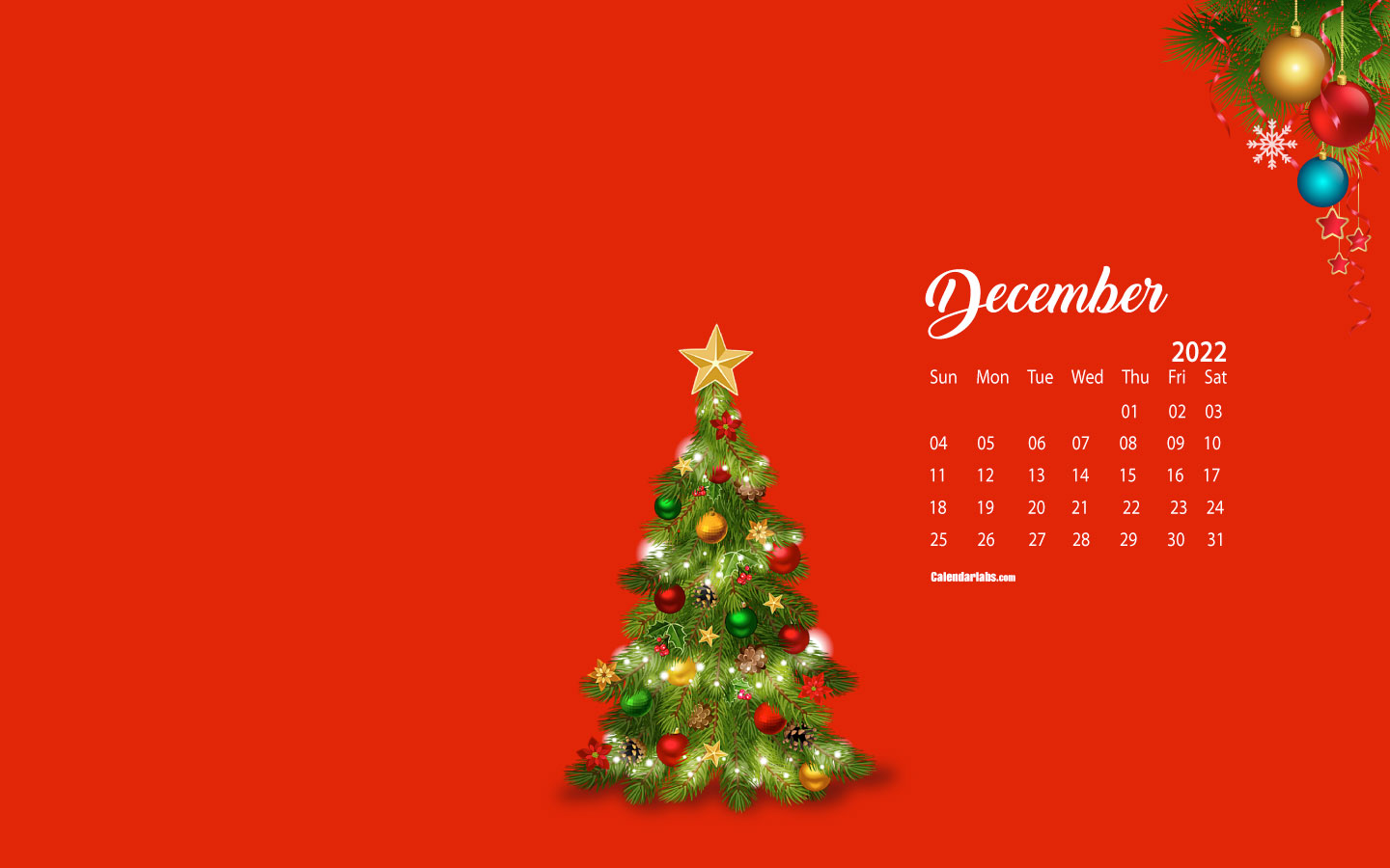 Nền hình máy tính tháng 12 năm 2022 từ CalendarLabs không chỉ đơn giản là lịch, mà còn là những tác phẩm nghệ thuật đẹp mắt, đưa bạn vào không gian Giáng sinh ấm áp. Hãy tải về để trang trí màn hình cho máy tính của bạn.