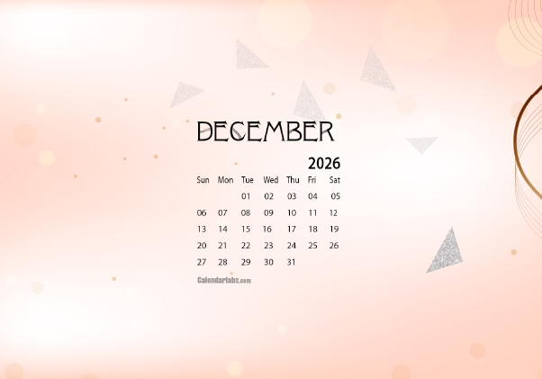 December 2026 Wallpaper Calendar Cute Glitter.png